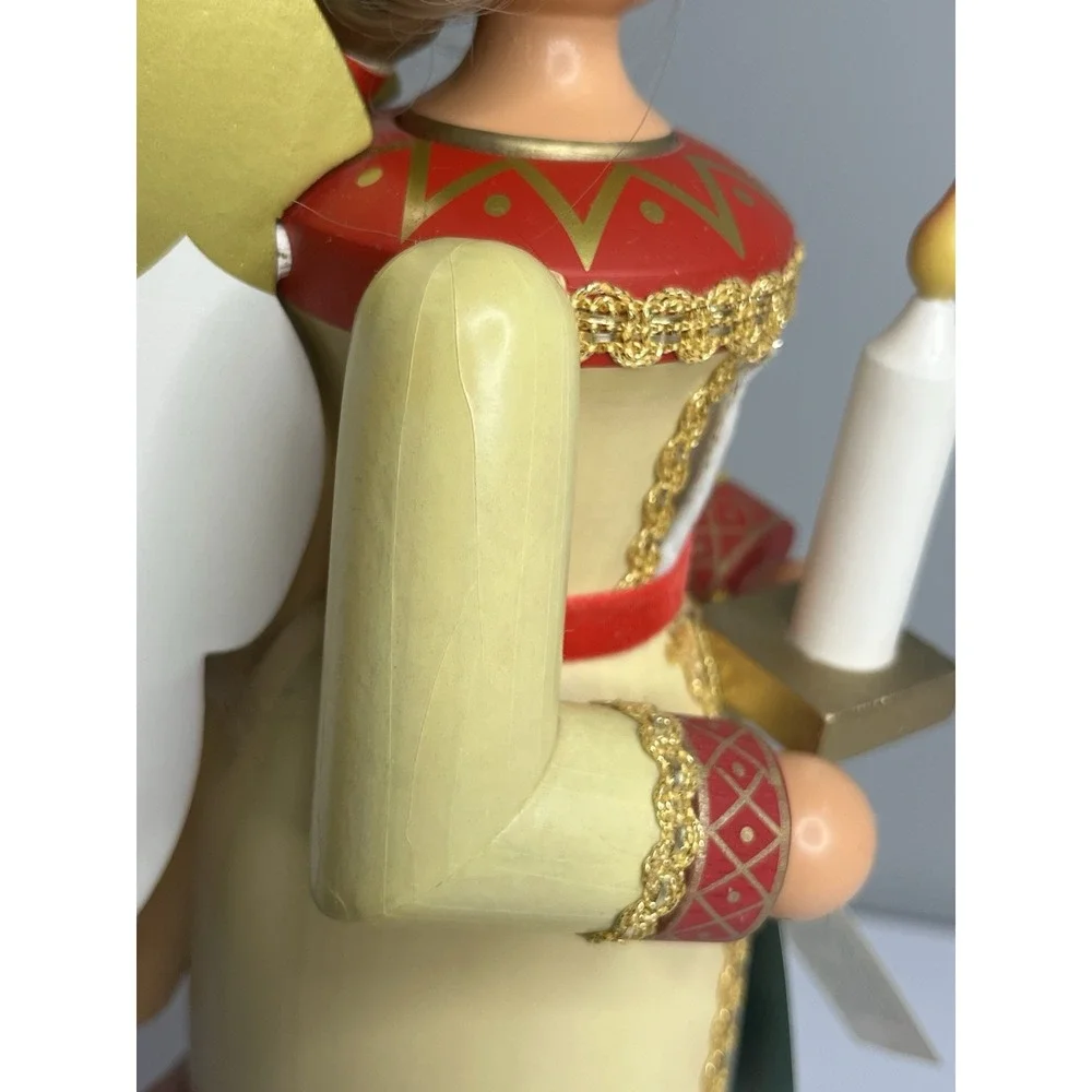 Vtg Erzgebirge Ore Mountain Germany Female‎ Yellow Angel Nutcracker Large